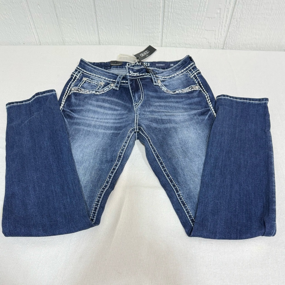 Grace Dark Blue Skinny Jeans - Picture 2 of 10